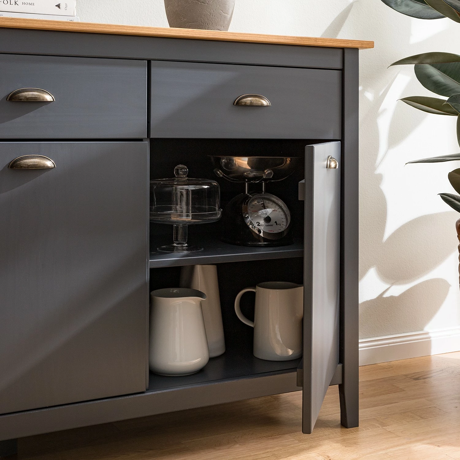 Maison Belfort Sideboard Rivery - Kiefer massiv - Anthrazit – Bild 8