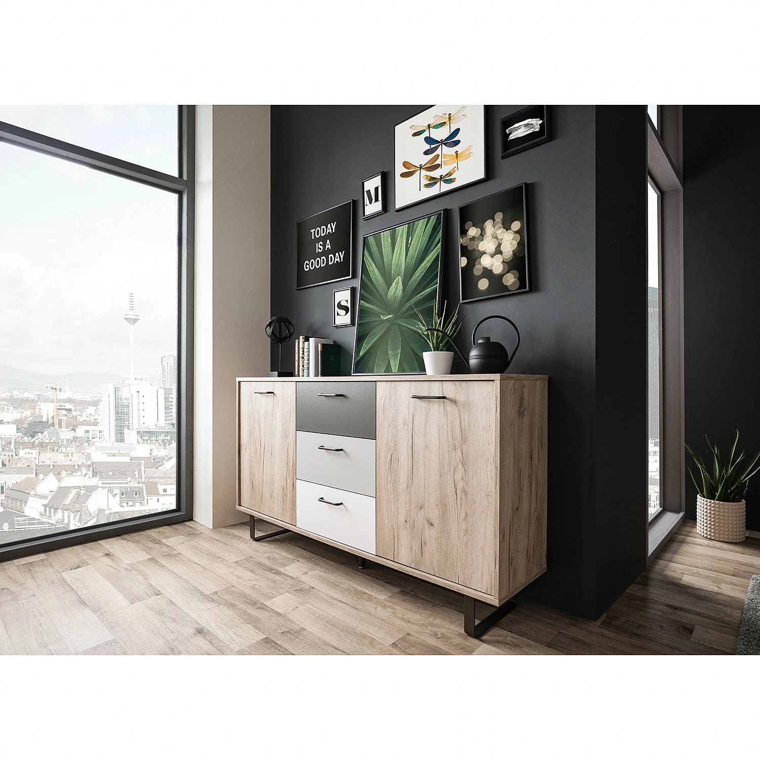 Norrwood Sideboard Brookton - Mehrfarbig / Eiche Dekor – Bild 3