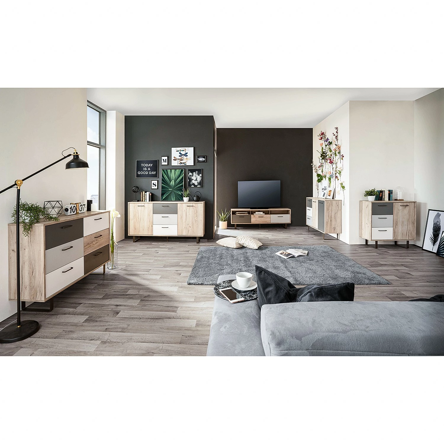 Norrwood Sideboard Brookton - Mehrfarbig / Eiche Dekor – Bild 5