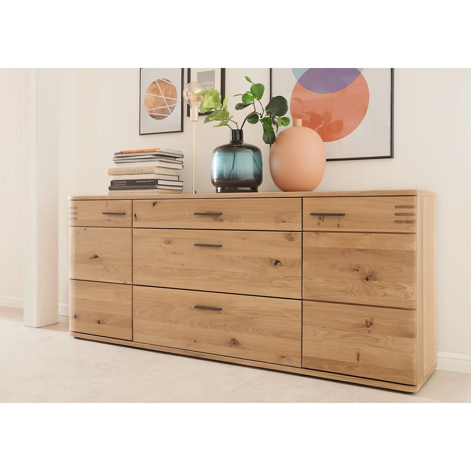 Loftscape Sideboard Salvo - Eiche teilmassiv - Balkeneiche Bianco / Grau – Bild 2
