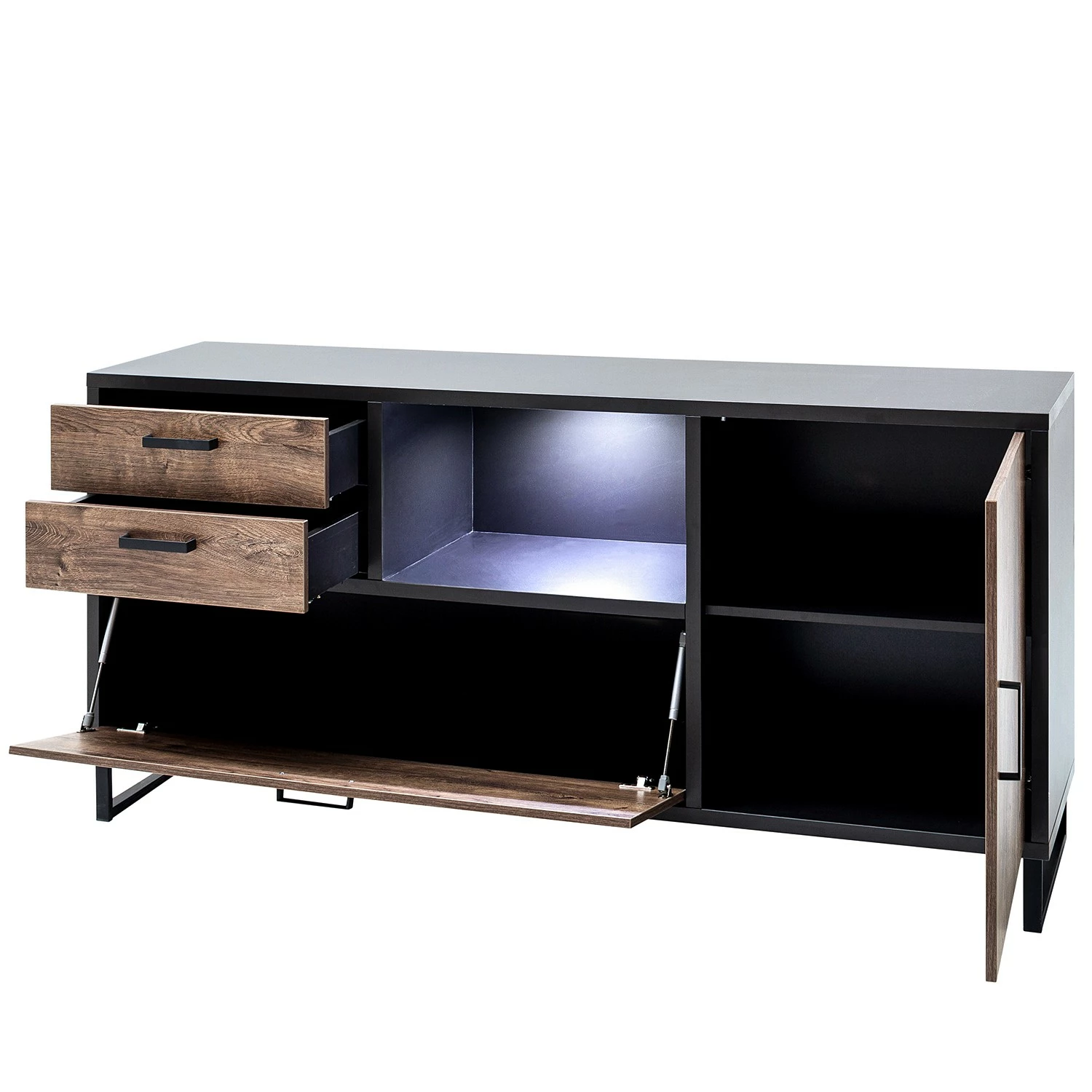 Red Living Sideboard Hixson - Eiche Barrique Dekor / Schwarz – Bild 5