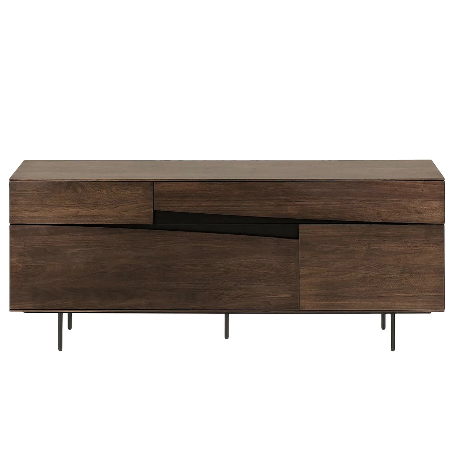 Red Living Sideboard Kluuvi - Echtholzfurnier - Walnuss / Schwarz – Bild 3