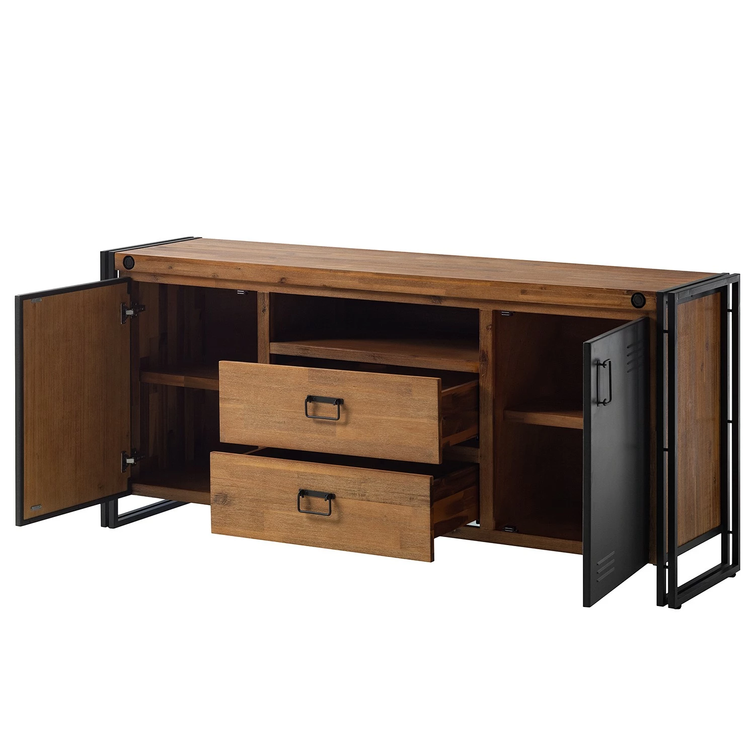 Ars manufacti Sideboard Manchester V - Akazie massiv / Metall - Akazie / Anthrazit – Bild 7