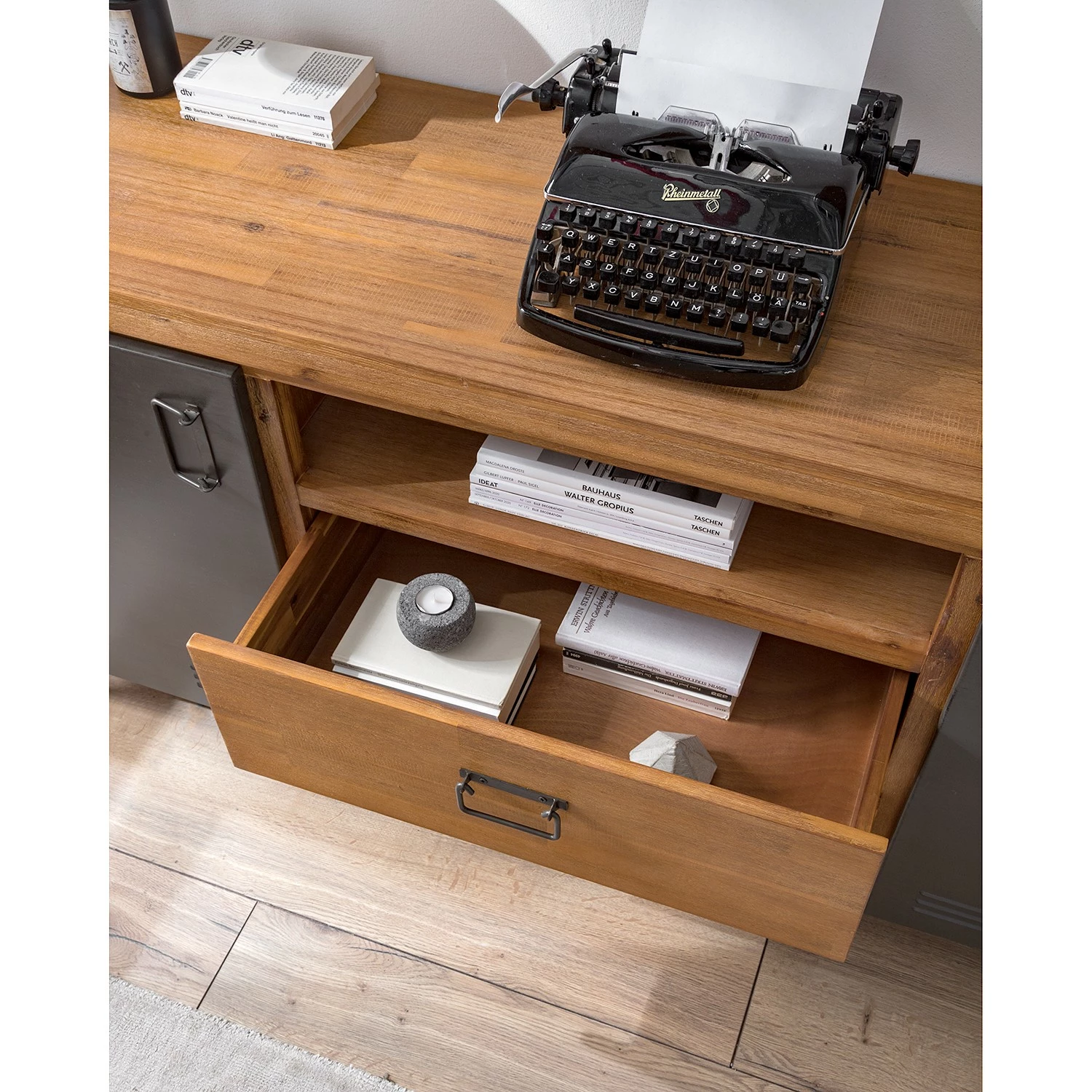 Ars manufacti Sideboard Manchester V - Akazie massiv / Metall - Akazie / Anthrazit – Bild 15