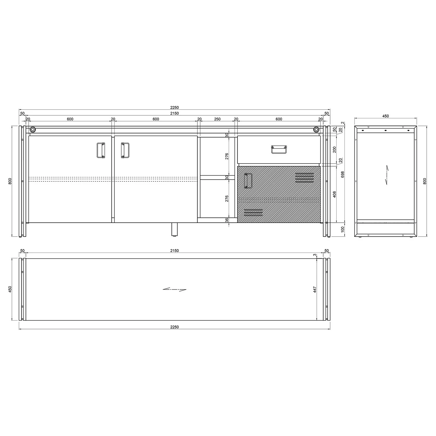 Ars manufacti Sideboard Manchester VI - Akazie massiv / Metall - Akazie / Anthrazit – Bild 15