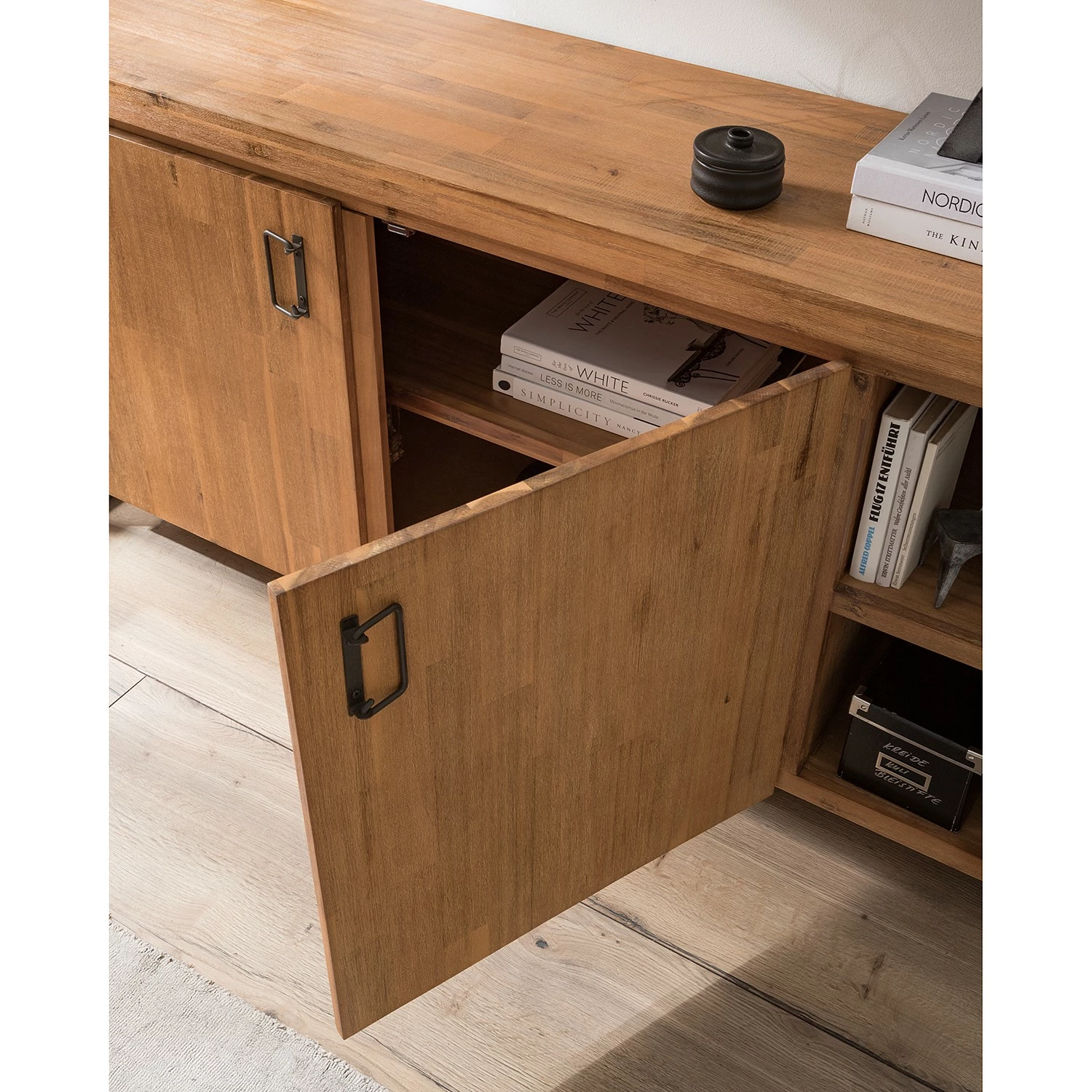 Ars manufacti Sideboard Manchester VI - Akazie massiv / Metall - Akazie / Anthrazit – Bild 12