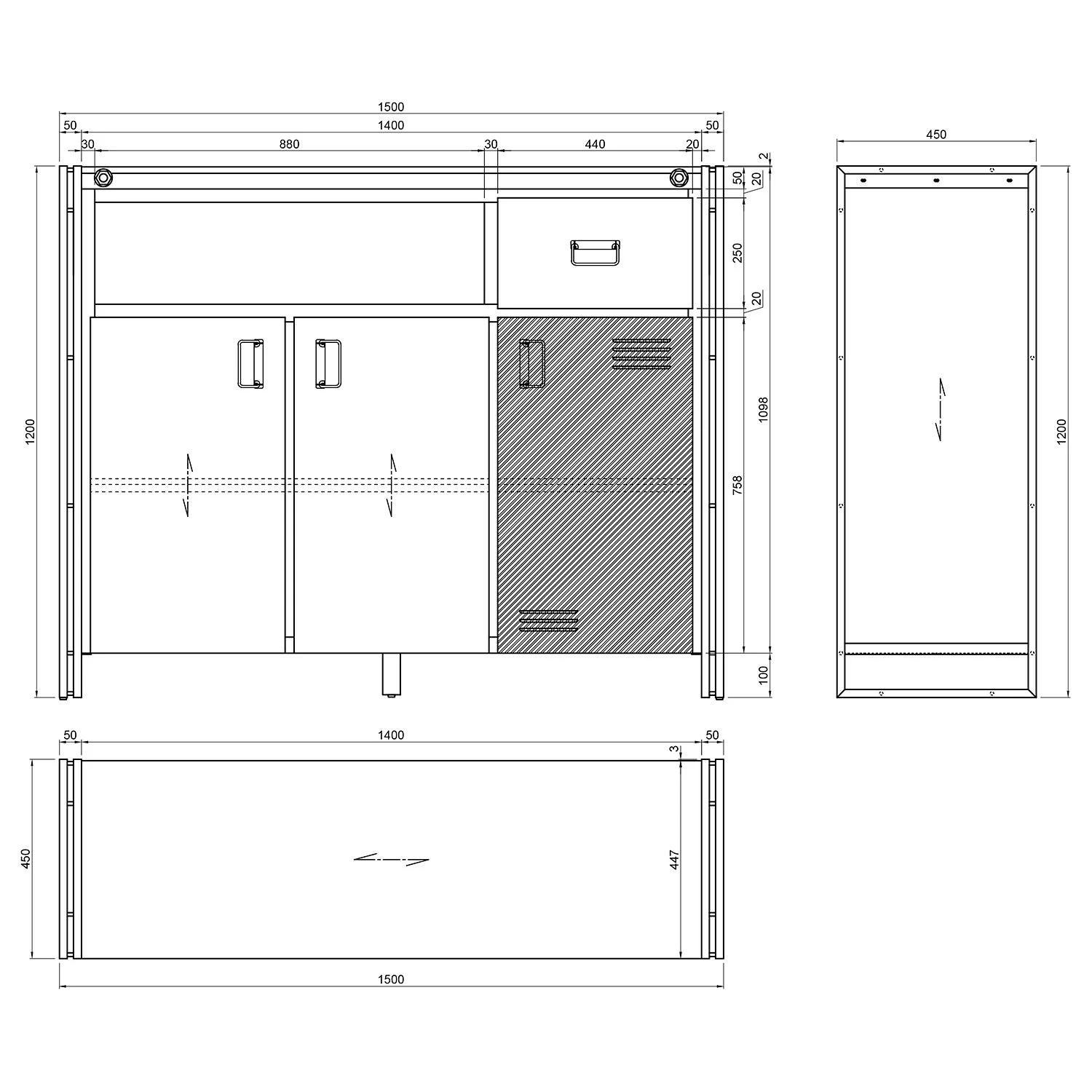 Ars manufacti Sideboard Manchester VII - Akazie massiv / Metall - Akazie / Anthrazit – Bild 15