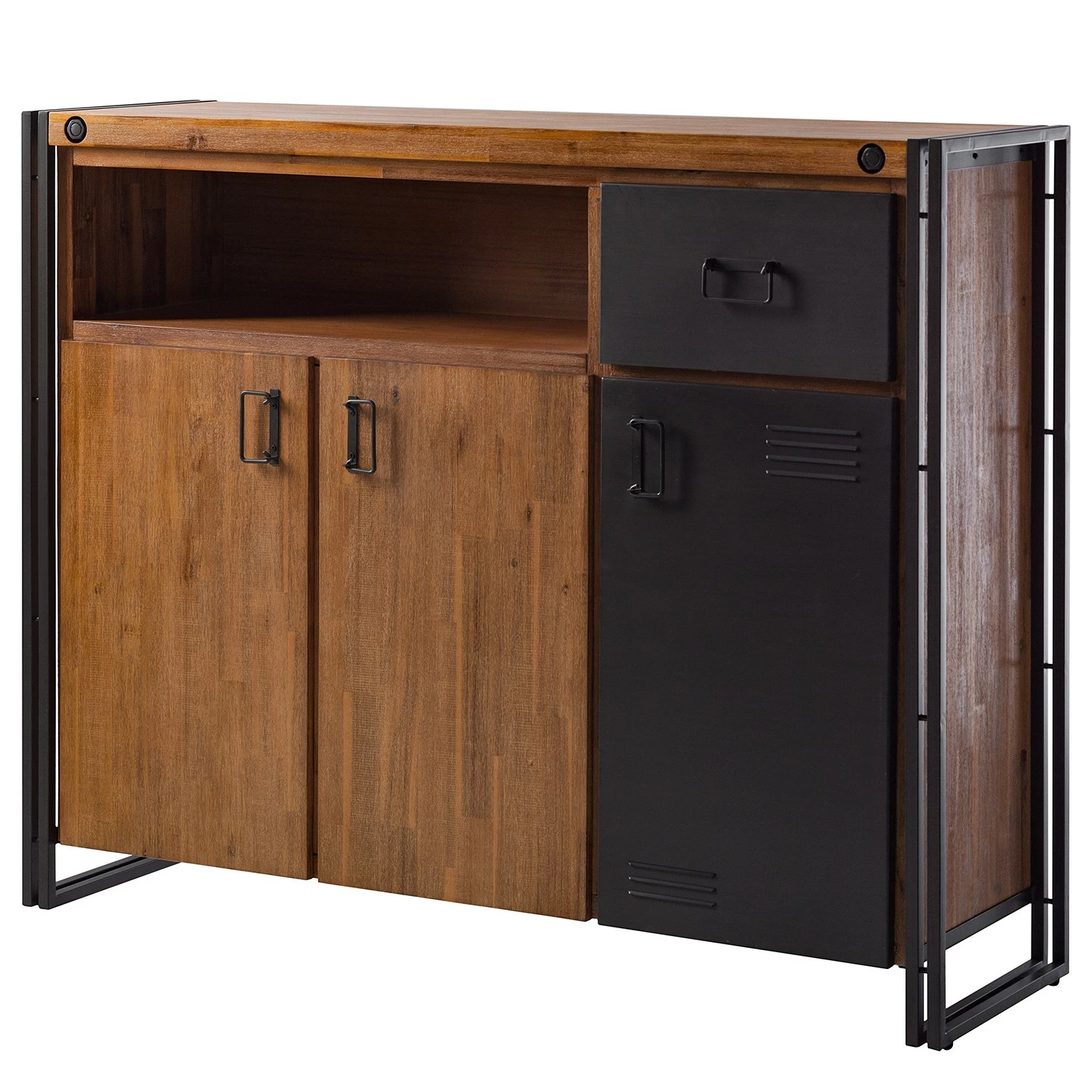 Ars manufacti Sideboard Manchester VII - Akazie massiv / Metall - Akazie / Anthrazit