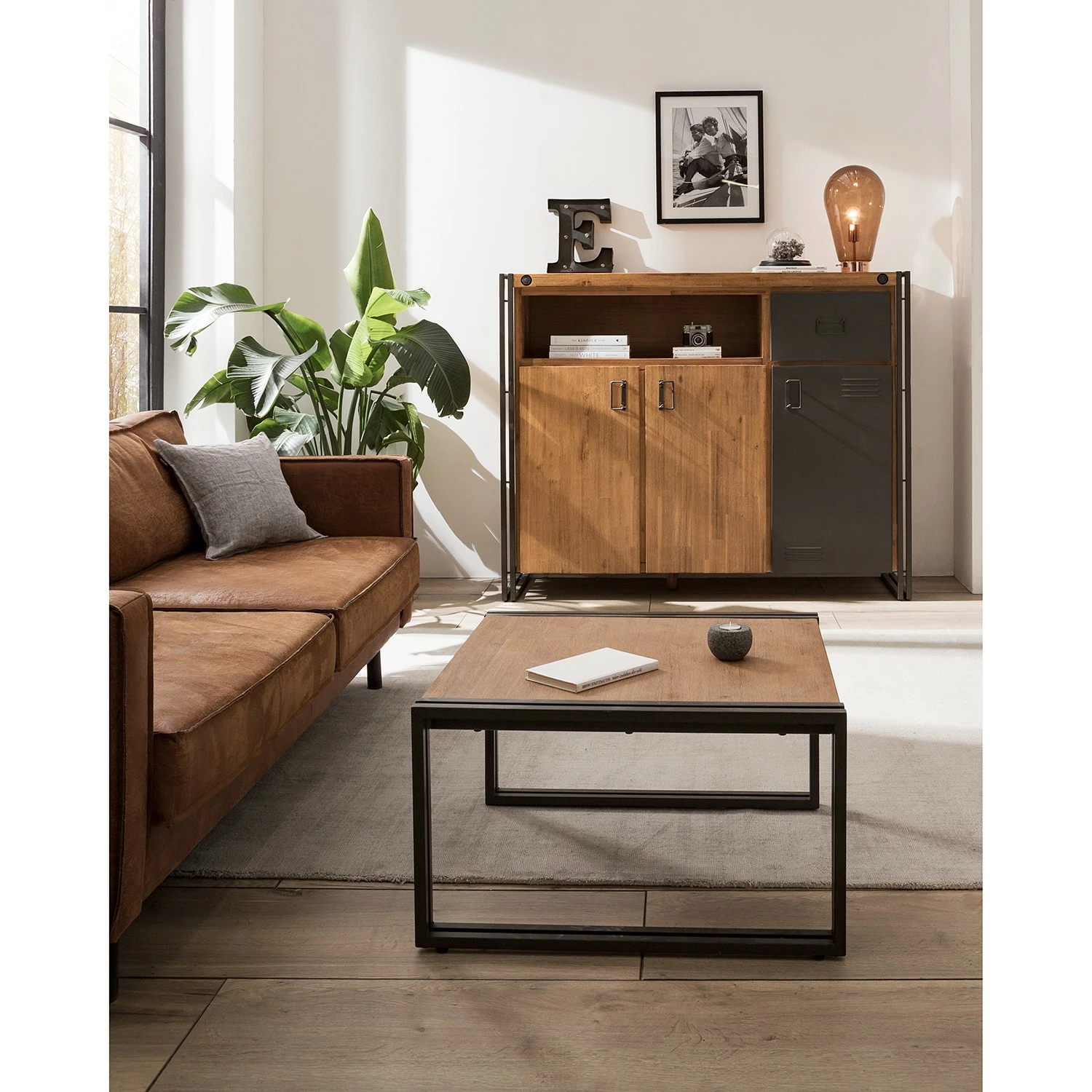 Ars manufacti Sideboard Manchester VII - Akazie massiv / Metall - Akazie / Anthrazit – Bild 2