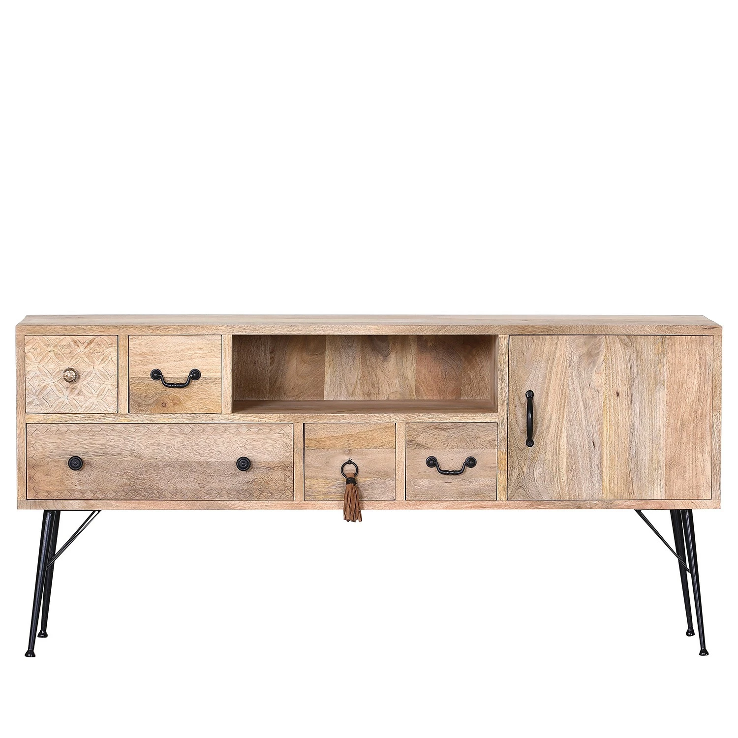 Red Living Sideboard Latta - Mango massiv / Metall - Mango / Schwarz – Bild 4