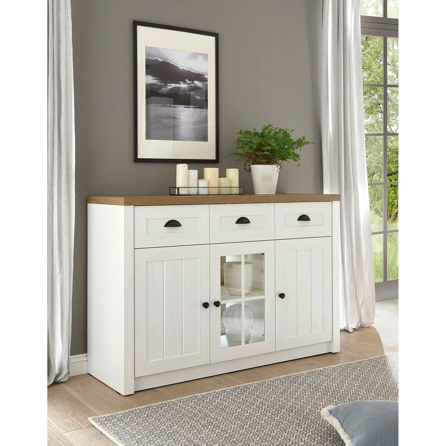 Norrwood Sideboard Proville I - Eiche Weiß Dekor / Eiche Dekor – Bild 2