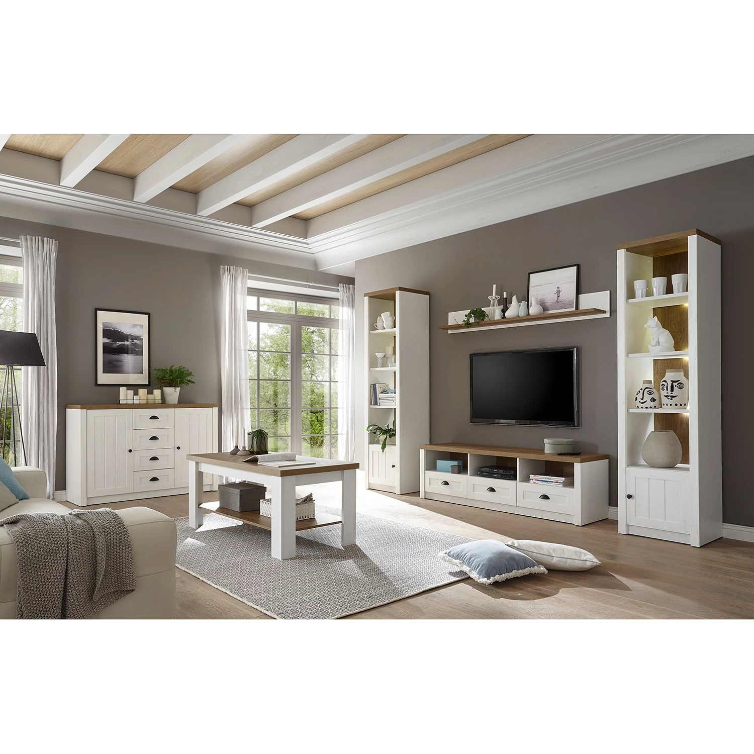 Norrwood Sideboard Proville II - Eiche Weiß Dekor / Eiche Dekor – Bild 3