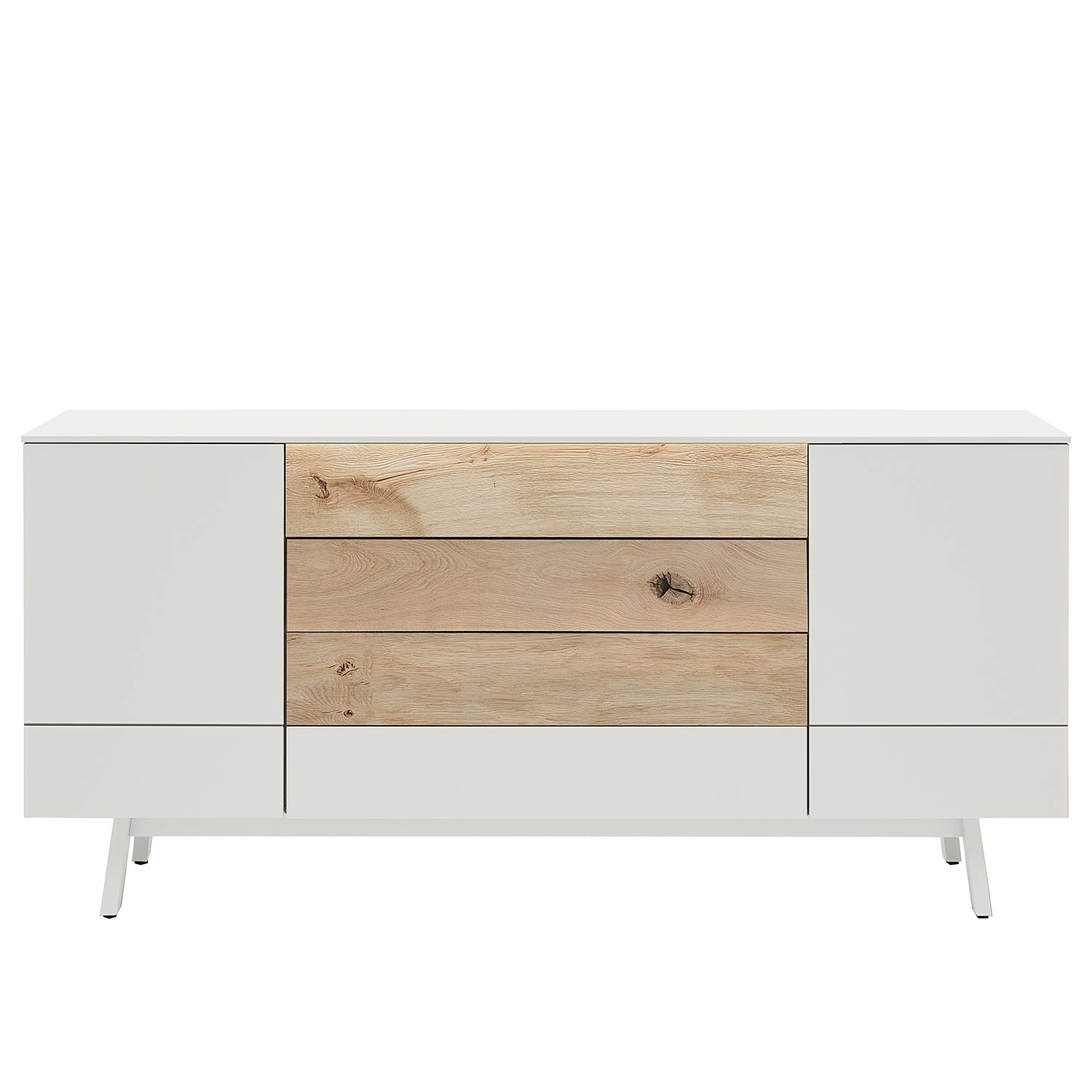 GWINNER Sideboard Misano - Weiß / Wildeiche - Ohne Beleuchtung