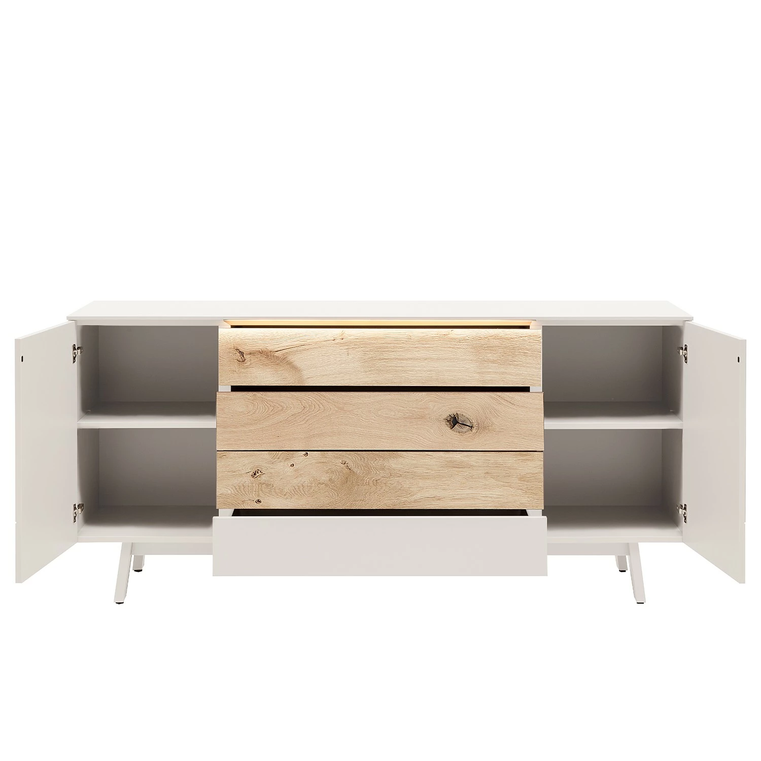 GWINNER Sideboard Misano II (2-teilig) - Inkl. Beleuchtung - Weiß / Wildeiche – Bild 4