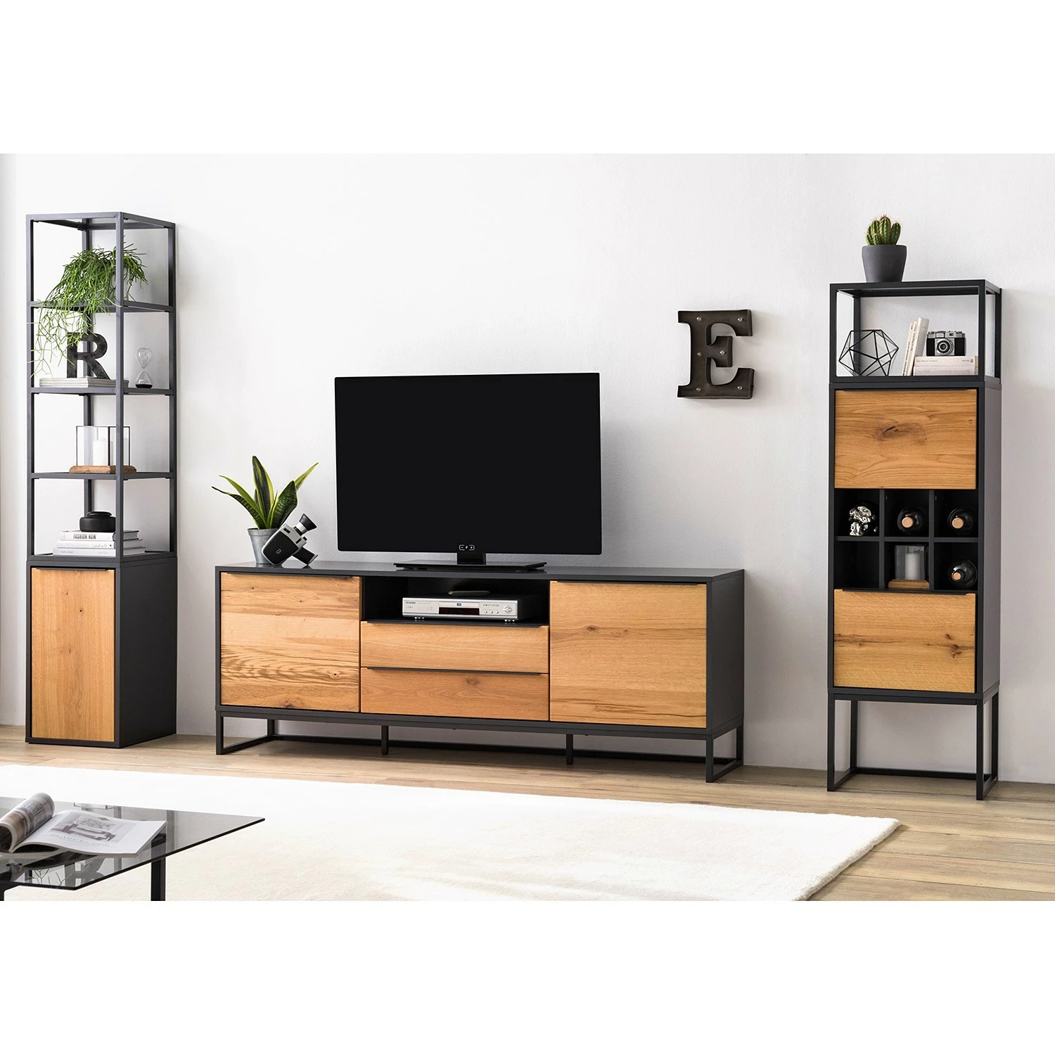 Red Living Sideboard Barview II - Echtholzfurnier - Eiche / Anthrazit – Bild 3