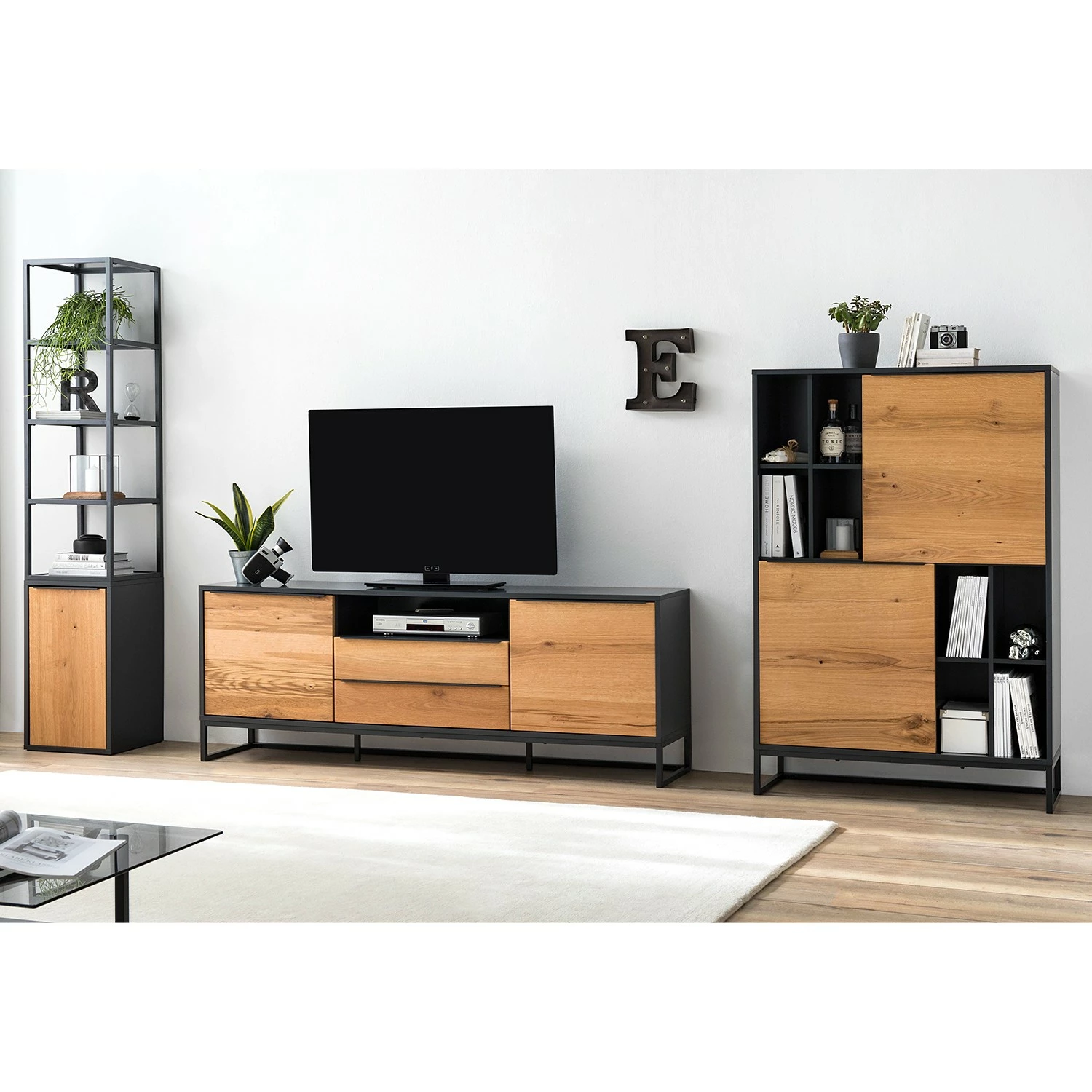 Red Living Sideboard Barview II - Echtholzfurnier - Eiche / Anthrazit – Bild 21
