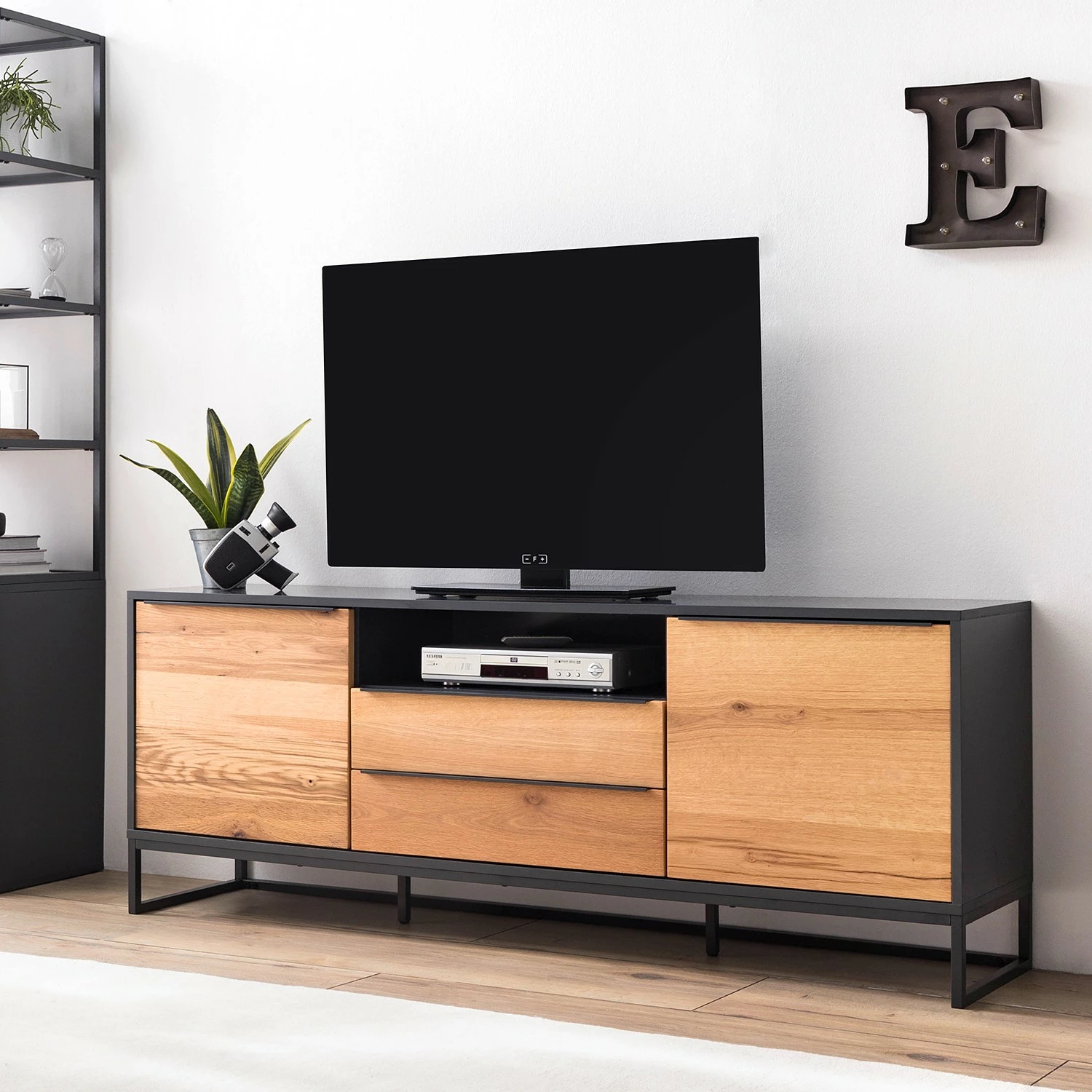 Red Living Sideboard Barview II - Echtholzfurnier - Eiche / Anthrazit – Bild 2