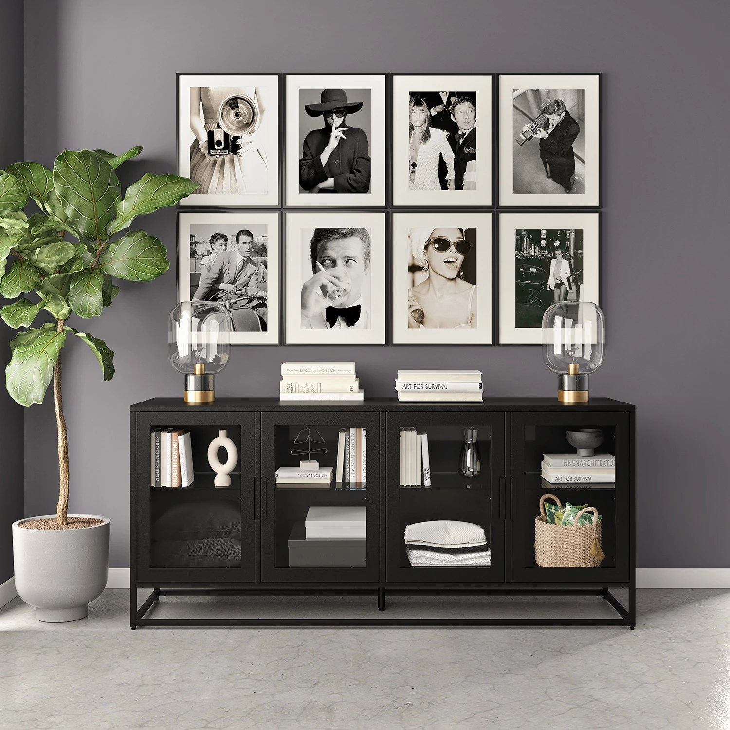 Ars manufacti Sideboard Kayys - Glas / Metall - Schwarz – Bild 2