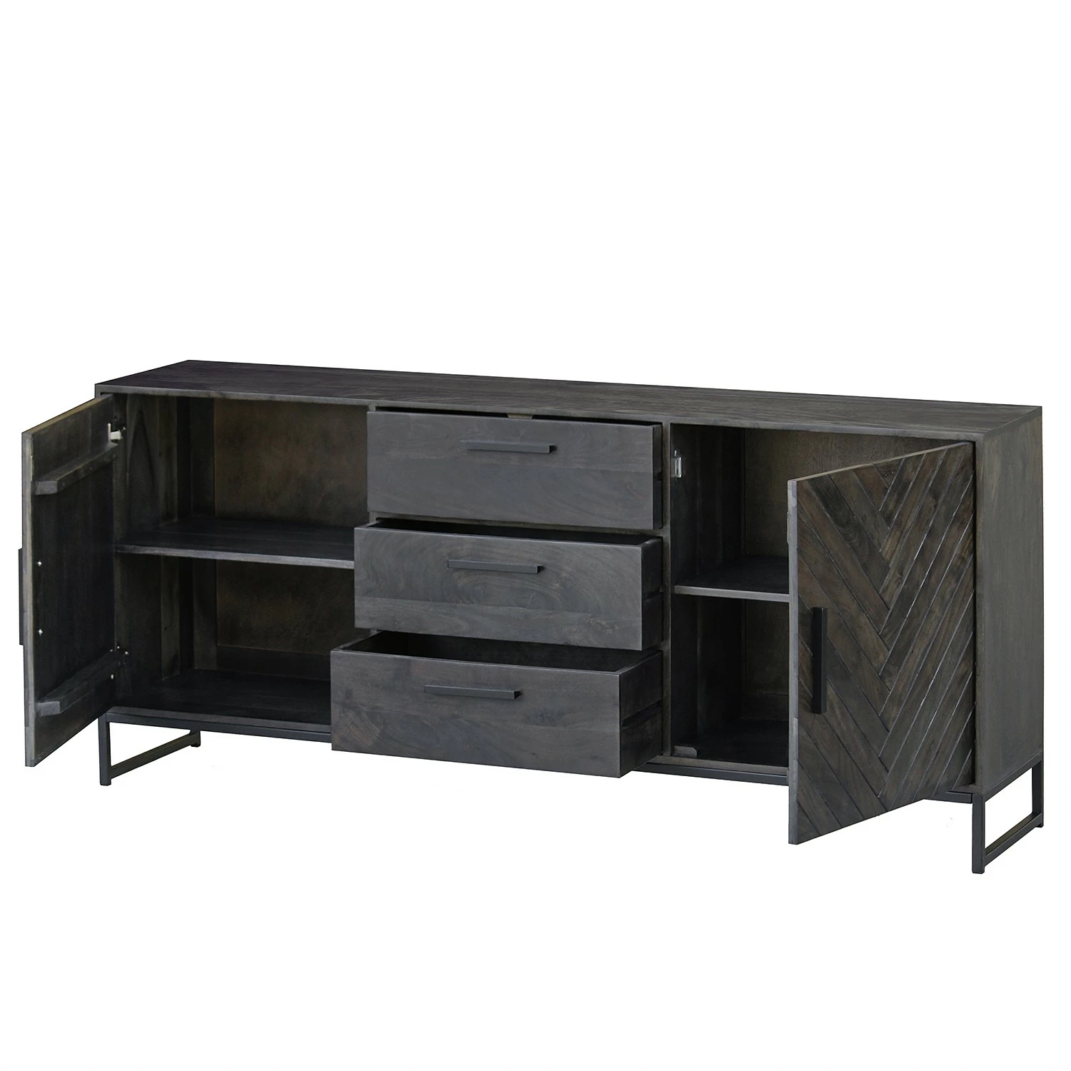 Jack & Alice Sideboard Loga - Akazie massiv / Eisen - Akazie Grau – Bild 3