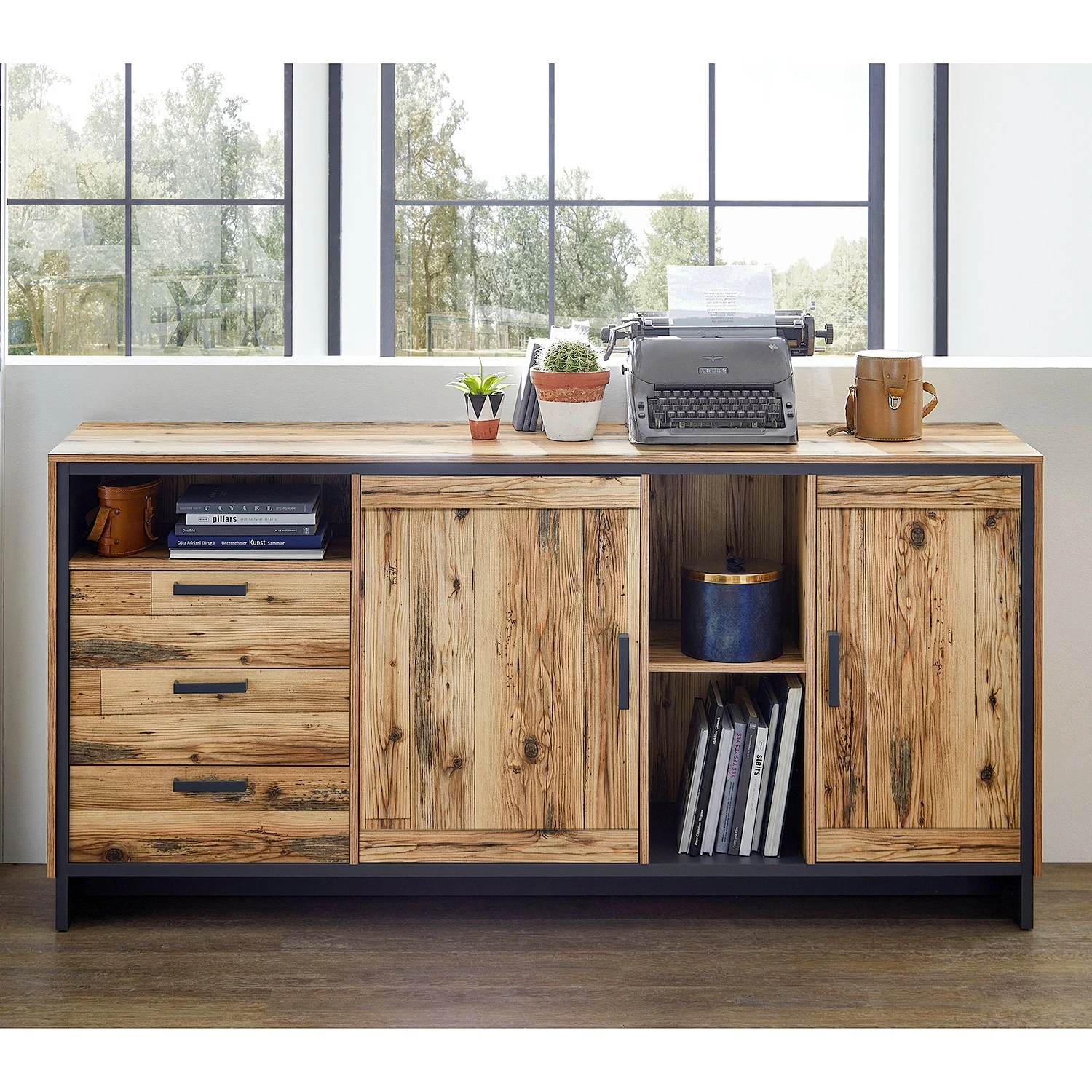 Ridgevalley Sideboard Priay - Lärche Dekor / Graphit – Bild 2