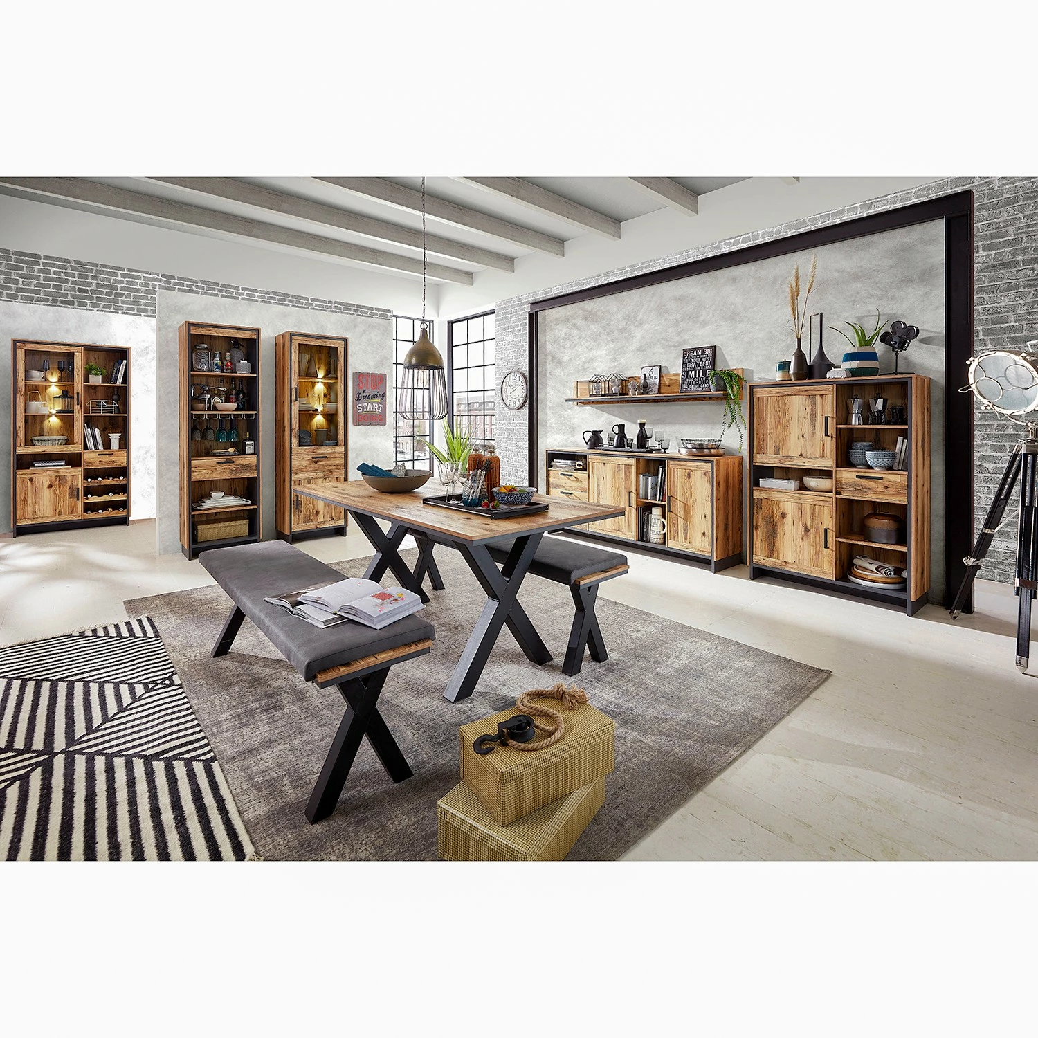 Ridgevalley Sideboard Priay - Lärche Dekor / Graphit – Bild 4