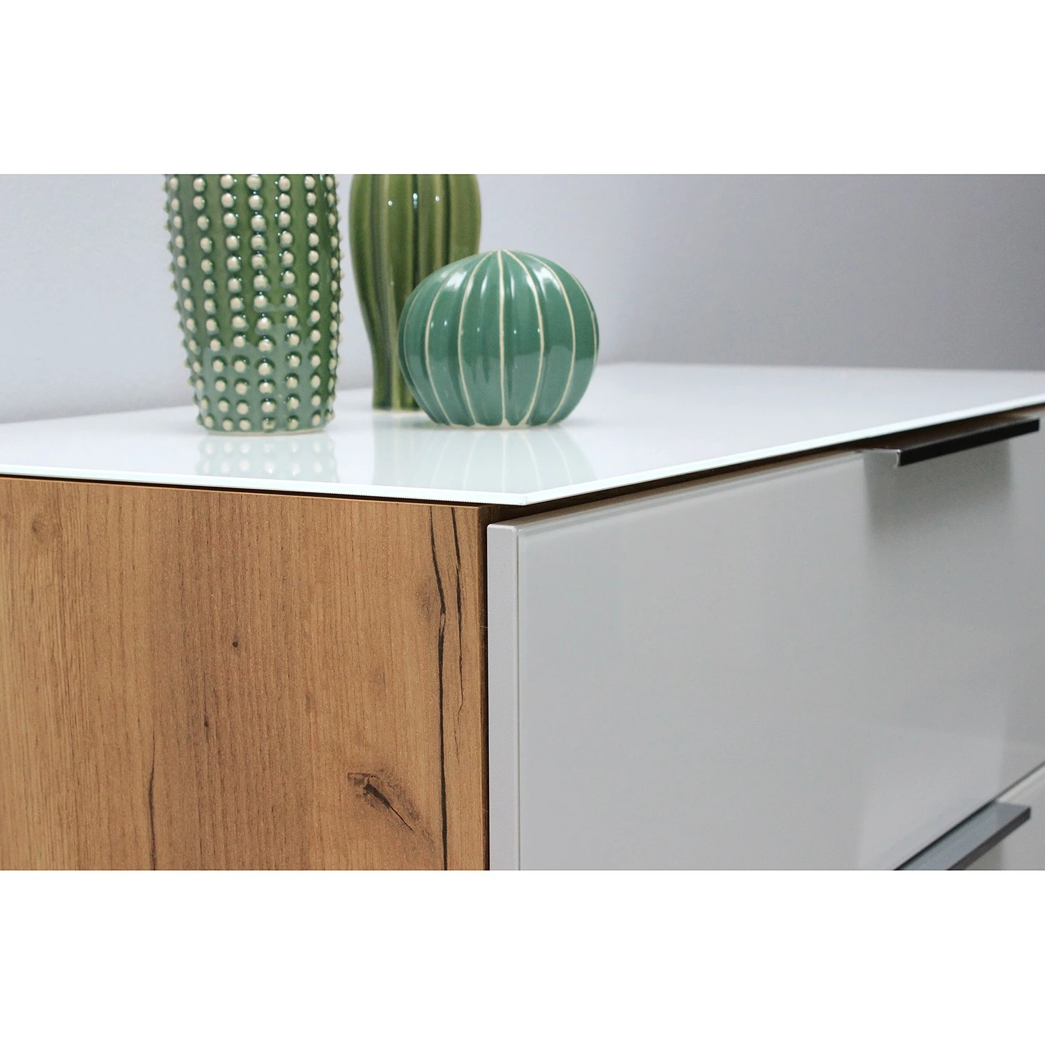 Germania Sideboard Oakland II - Glas - Weiß / Eiche Navarra Dekor – Bild 5