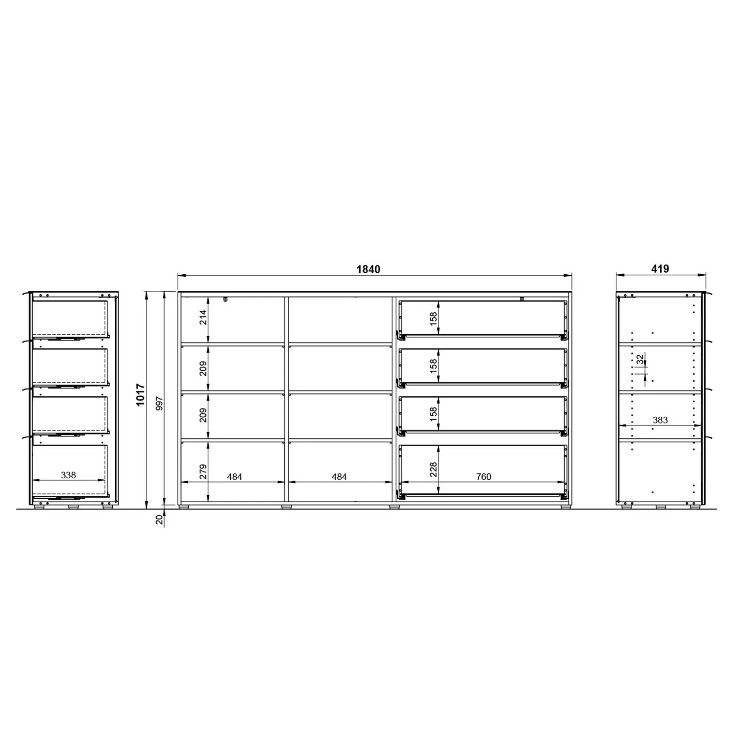 Germania Sideboard Oakland II - Glas - Schwarz – Bild 7