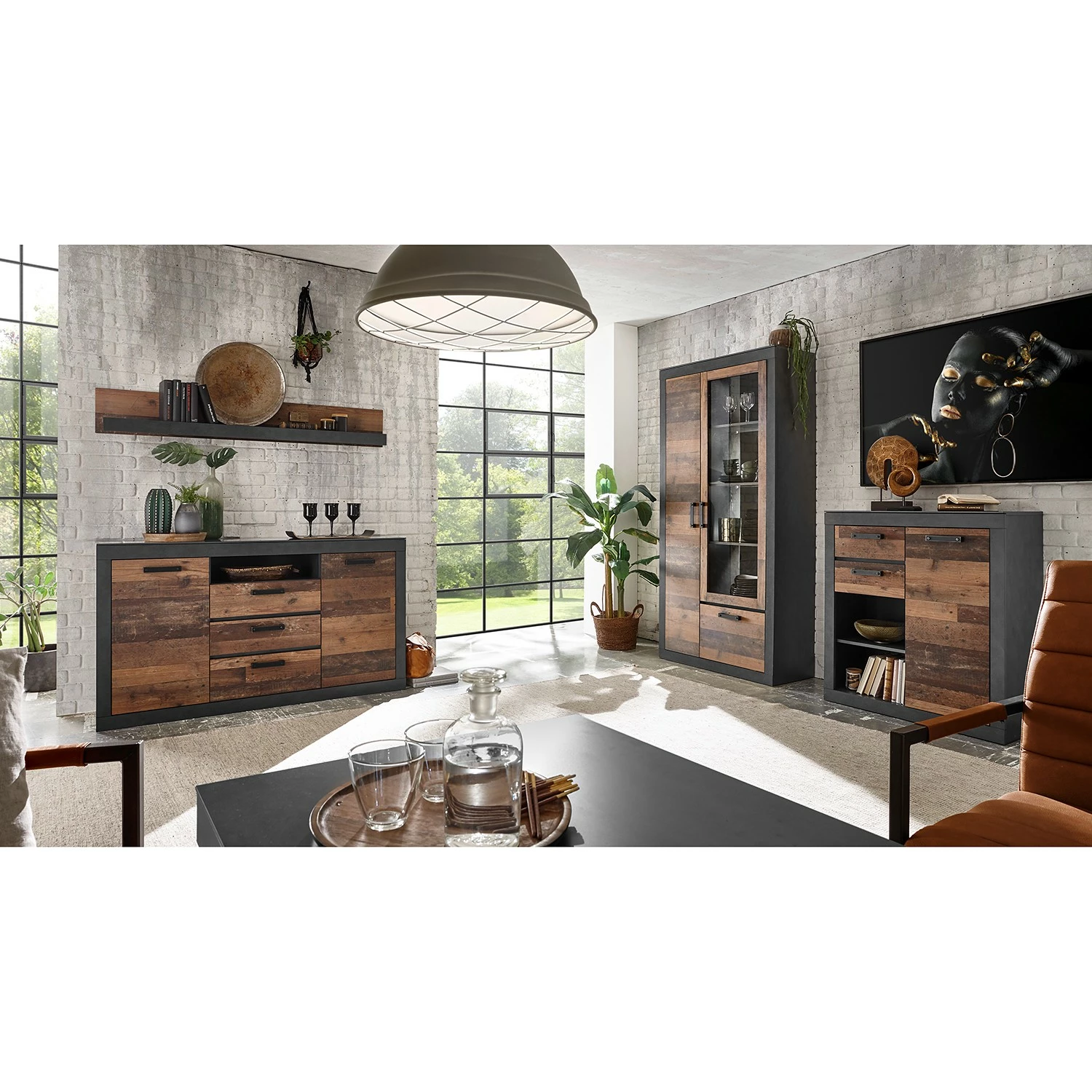 Red Living Sideboard Buzan - Altholz Dekor / Anthrazit – Bild 3