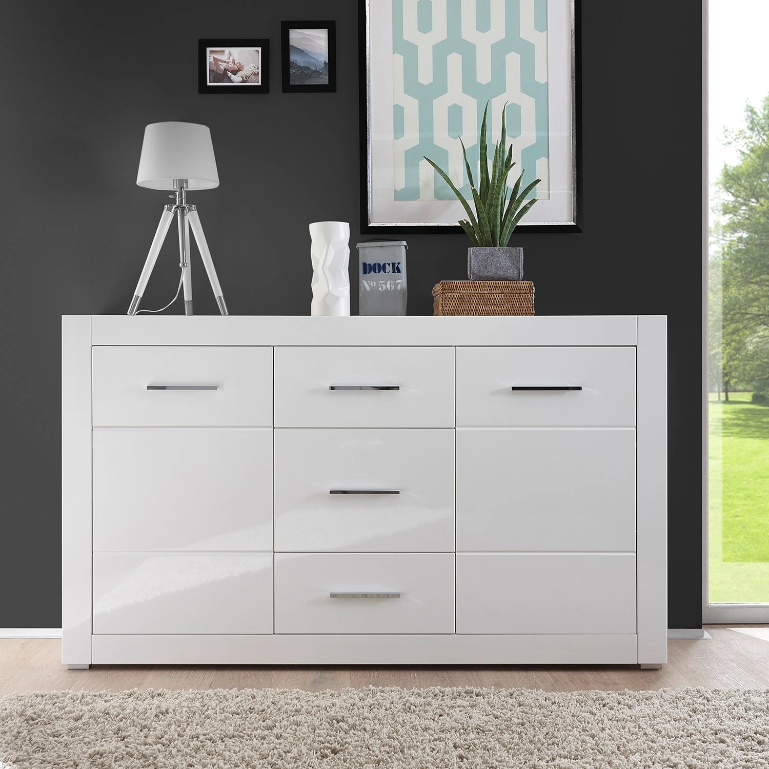 Loftscape Sideboard Bricktown II - Hochglanz Weiß / Matt Weiß – Bild 3