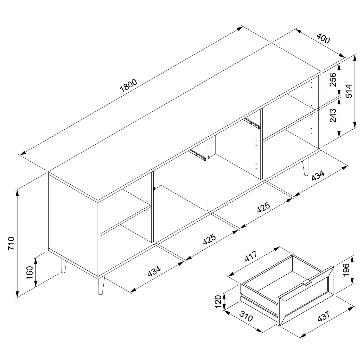 Naturoo Sideboard Bouzy II - Eiche Sonoma Dekor – Bild 11