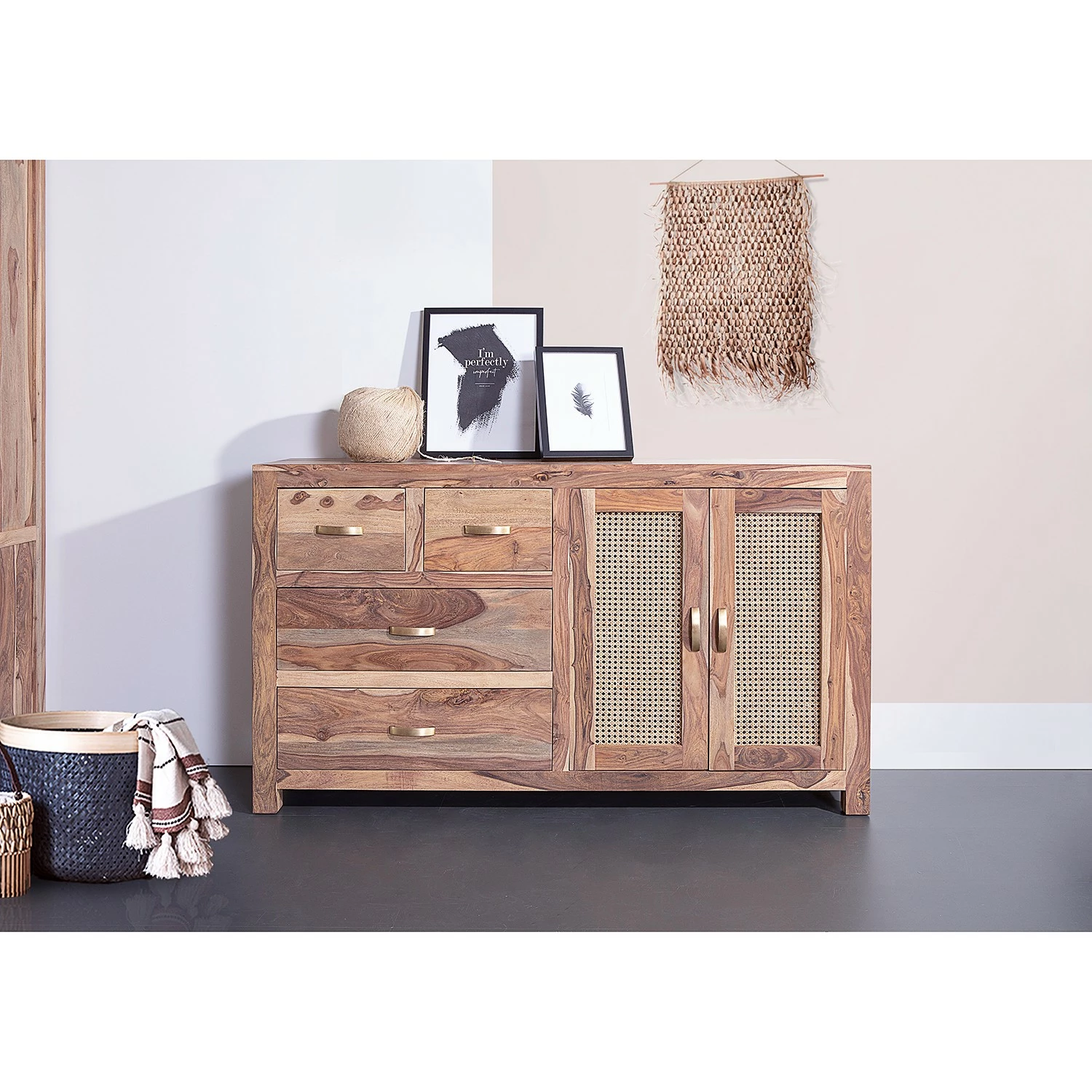 Naturoo Sideboard Rodern I - Sheesham massiv / Wiener Geflecht – Bild 2
