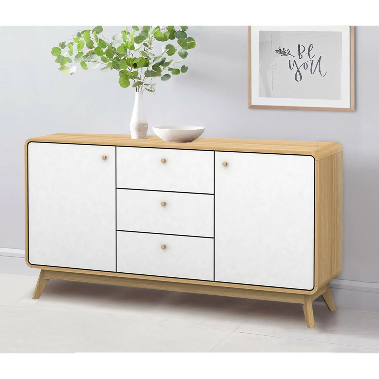 Norrwood Sideboard Chelan - Weiß / Eiche Dekor – Bild 2