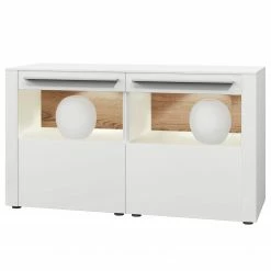 GWINNER Sideboard Bellano IV - Echtholzfurnier - Matt Weiß / Balkeneiche - Ohne Beleuchtung