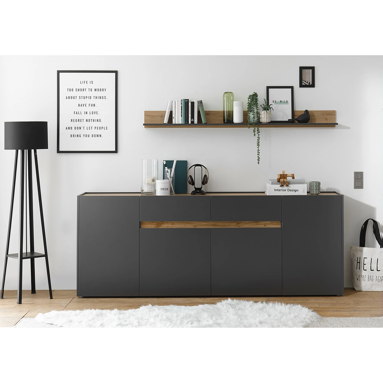 Norrwood Sideboard Olon - Anthrazit - Breite: 220 cm – Bild 5