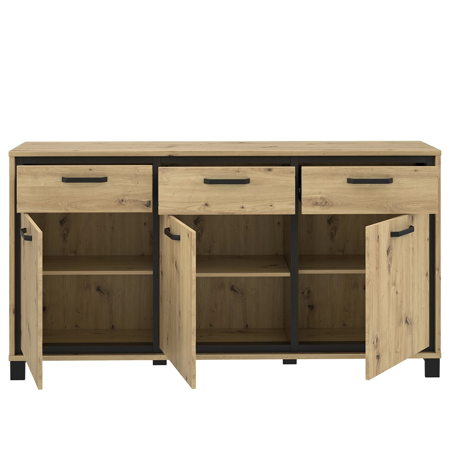 Red Living Sideboard Egan II - Eiche Artisan Dekor / Eiche Schwarz Dekor – Bild 3