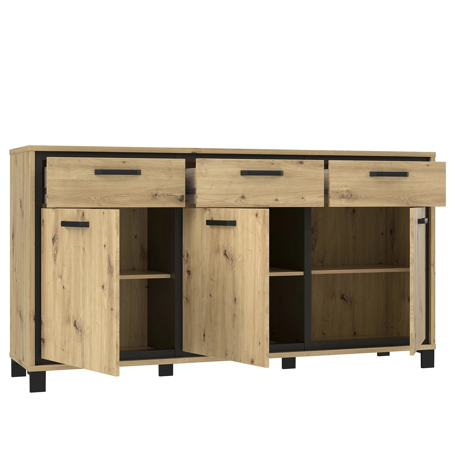 Red Living Sideboard Egan II - Eiche Artisan Dekor / Eiche Schwarz Dekor – Bild 4