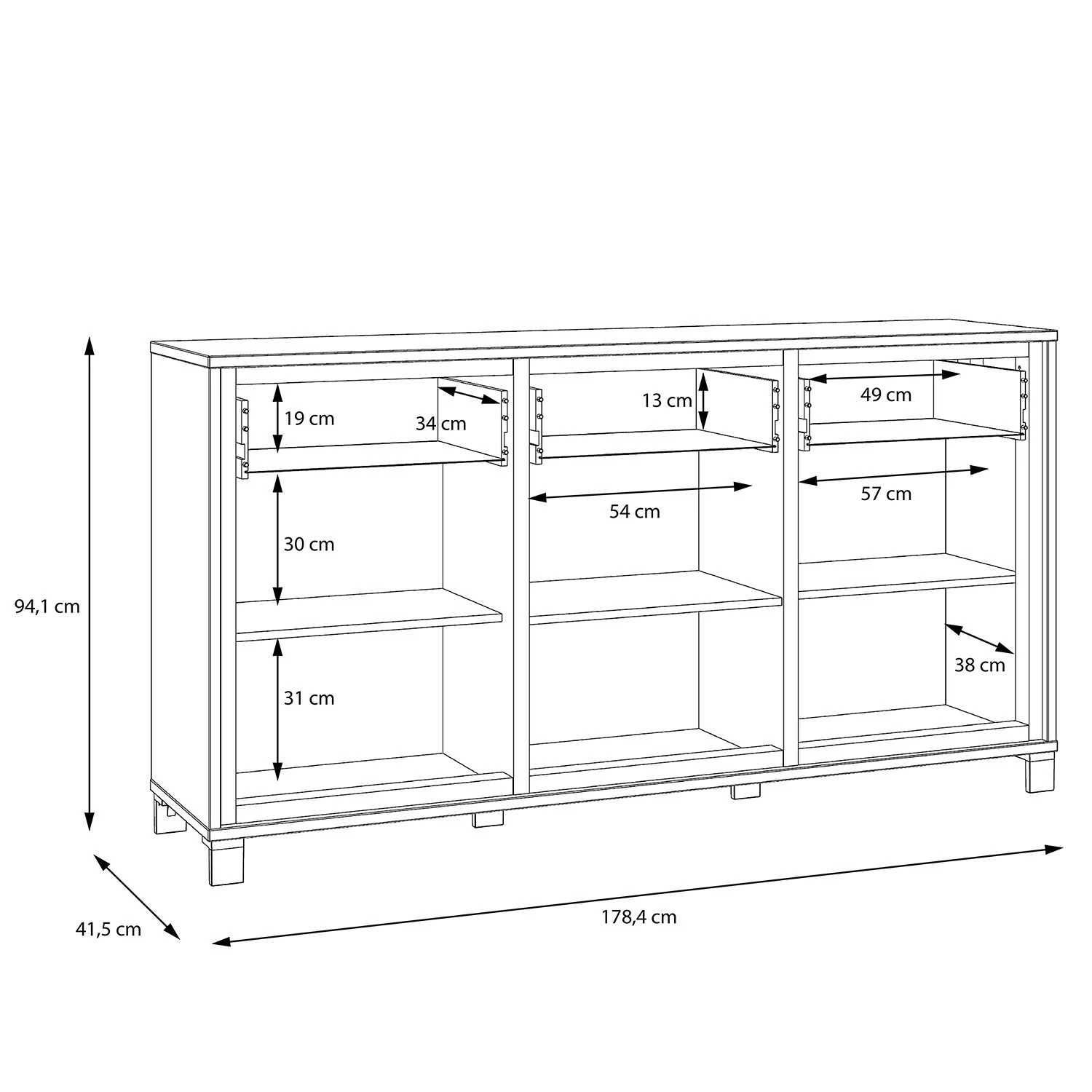 Red Living Sideboard Egan II - Eiche Artisan Dekor / Eiche Schwarz Dekor – Bild 6