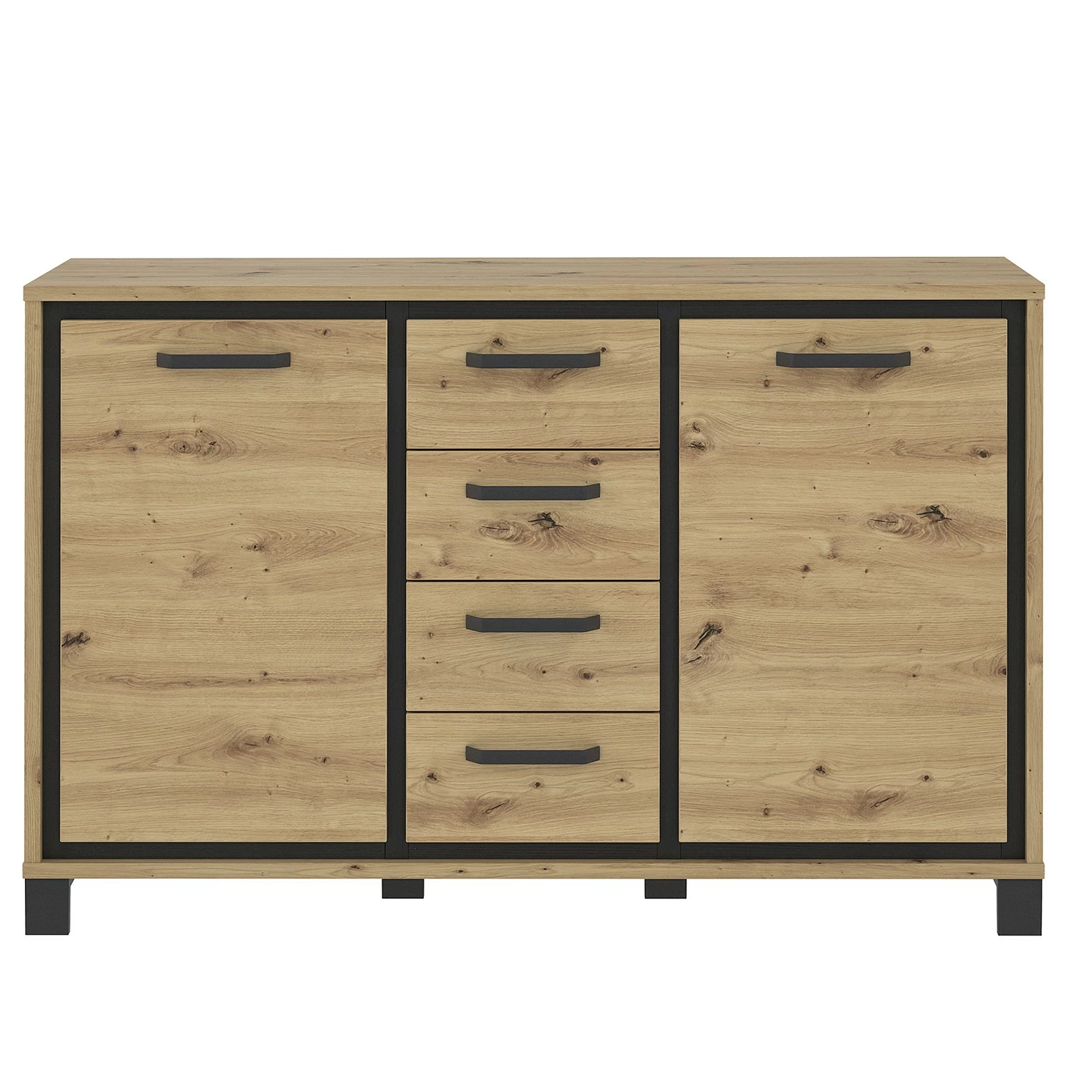 Red Living Sideboard Egan III - Eiche Artisan Dekor / Eiche Schwarz Dekor – Bild 5