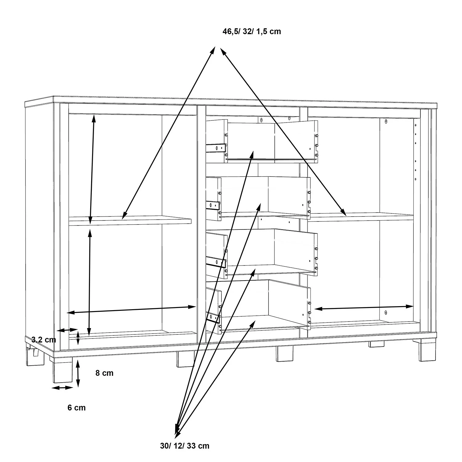 Red Living Sideboard Egan III - Eiche Artisan Dekor / Eiche Schwarz Dekor – Bild 7