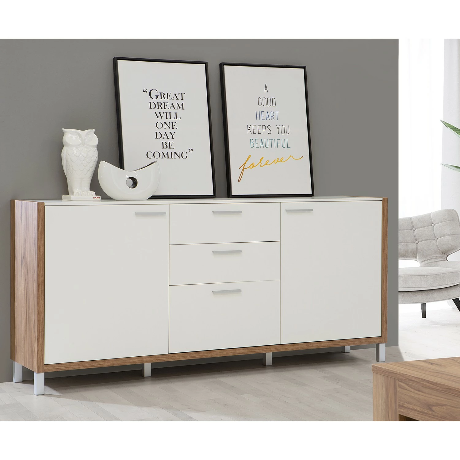 Norrwood Sideboard Boyd I - Weiß / Eiche Dekor – Bild 2