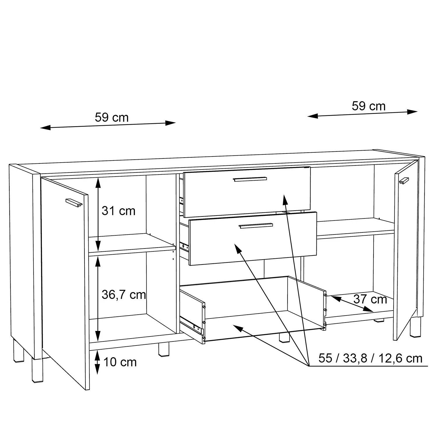 Norrwood Sideboard Boyd I - Weiß / Eiche Dekor – Bild 7