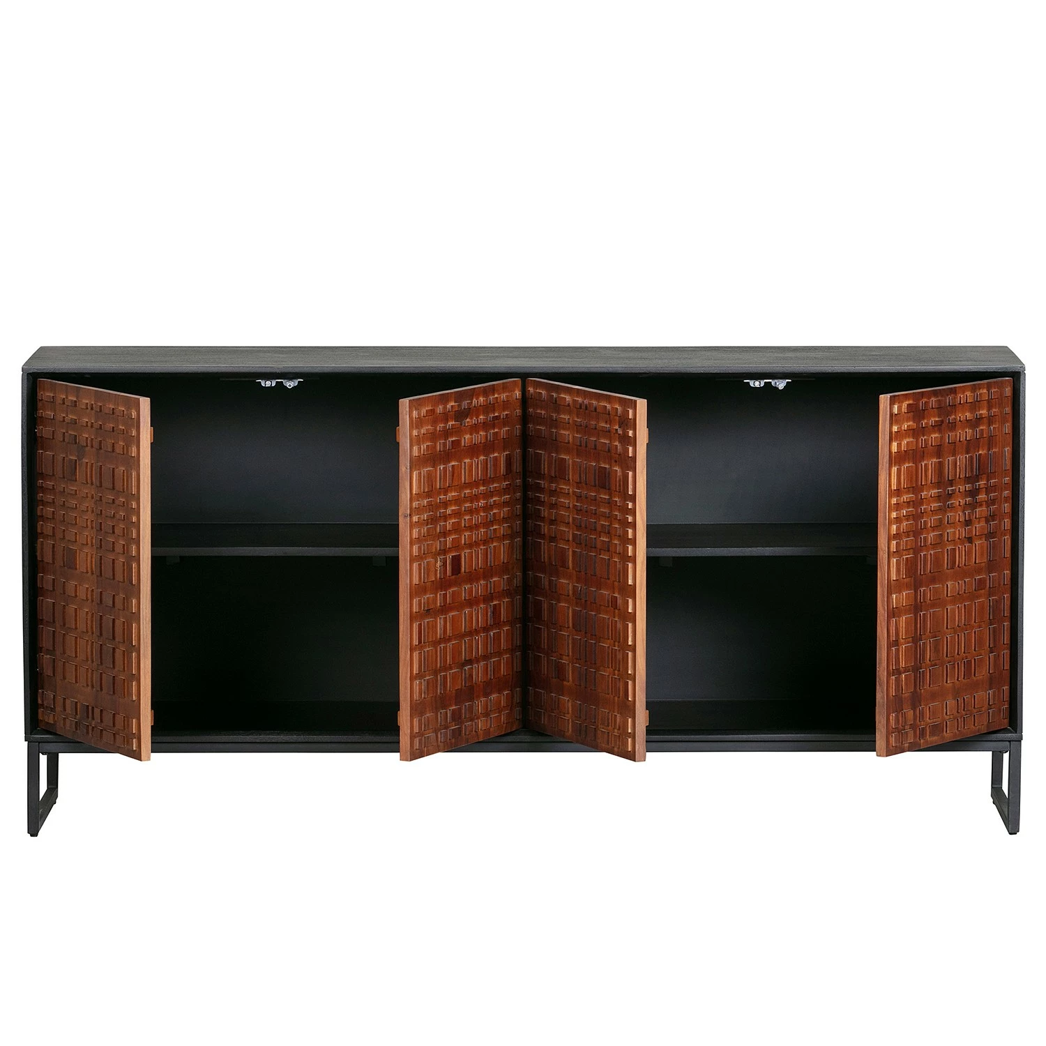 Red Living Sideboard Dynk - Sheesham massiv - Sheesham / Schwarz – Bild 3