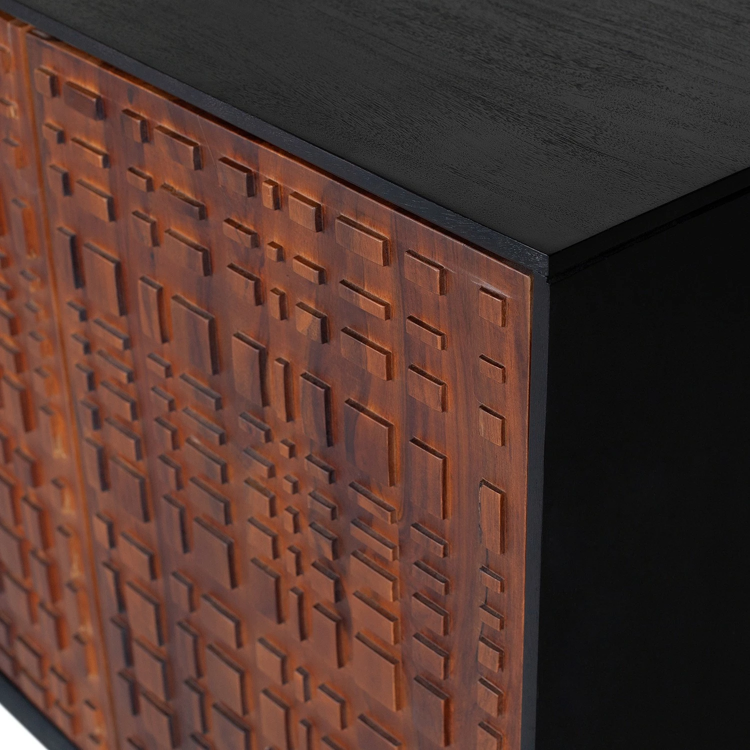 Red Living Sideboard Dynk - Sheesham massiv - Sheesham / Schwarz – Bild 5