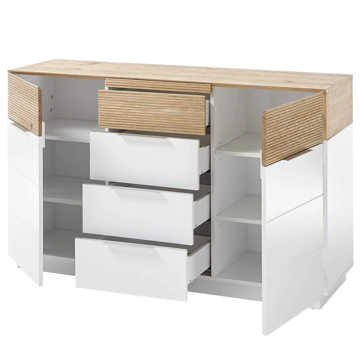 Norrwood Sideboard Akaa II - Echtholzfurnier - Eiche / Weiß – Bild 4