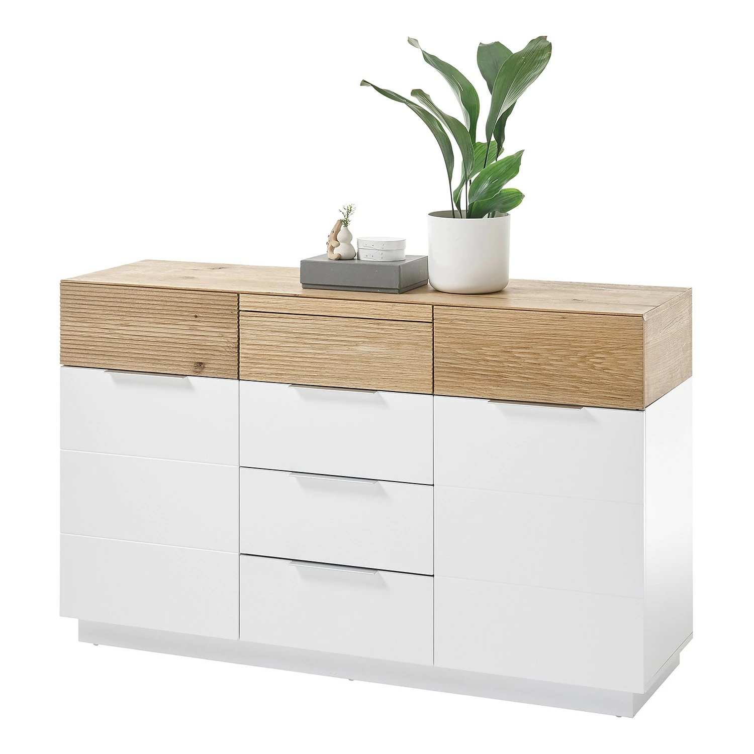 Norrwood Sideboard Akaa II - Echtholzfurnier - Eiche / Weiß – Bild 5