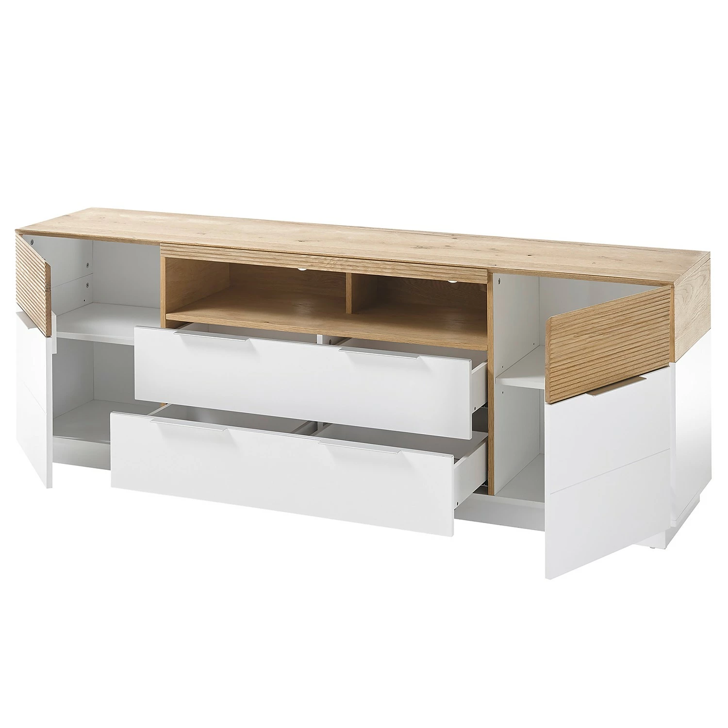 Norrwood Sideboard Akaa I - Echtholzfurnier - Eiche / Weiß – Bild 6