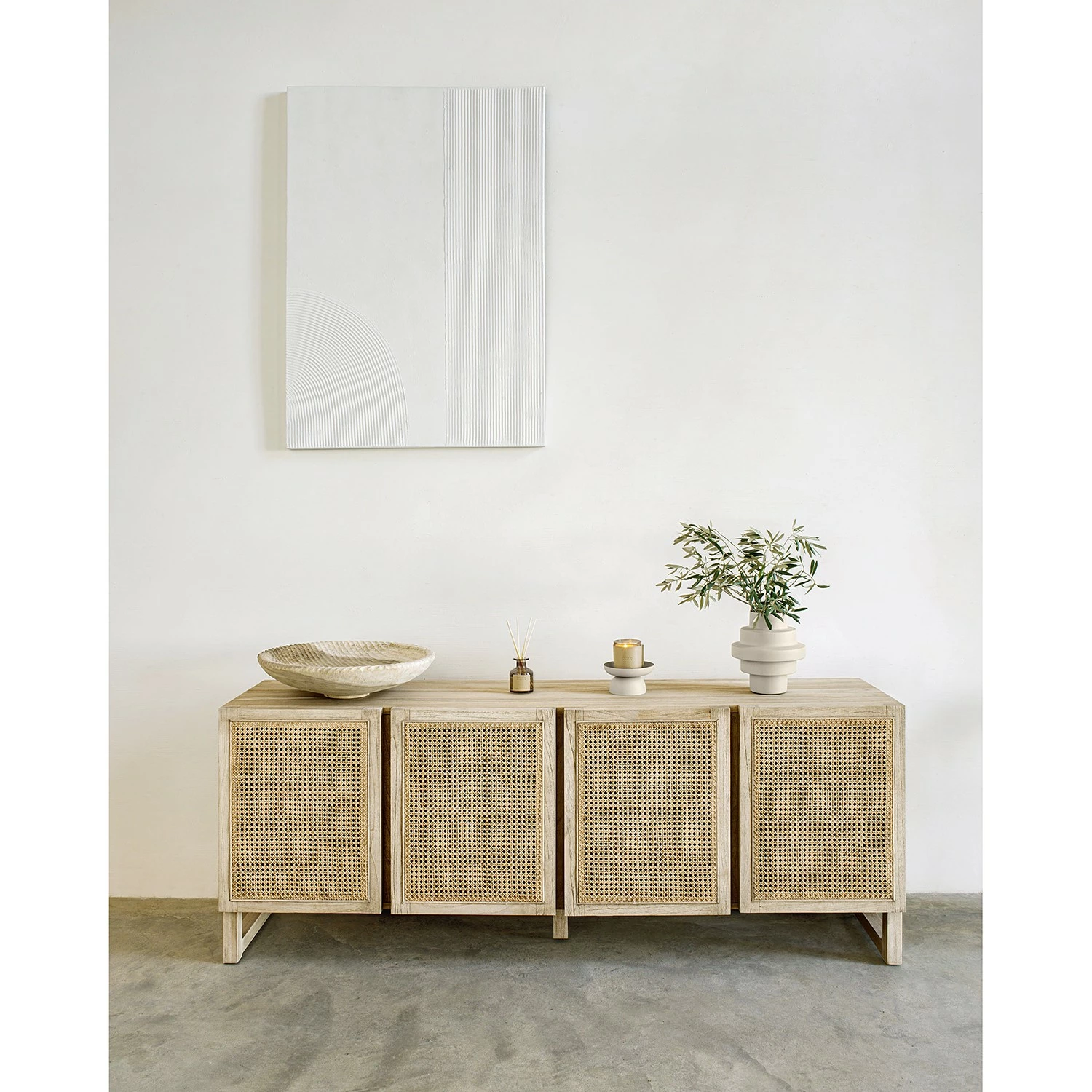 Loftscape Sideboard Risley - Mindi massiv / Rattan – Bild 2