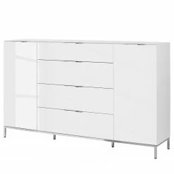 Maja Möbel Sideboard Trend - Glas - Hochglanz Weiß / Chrom