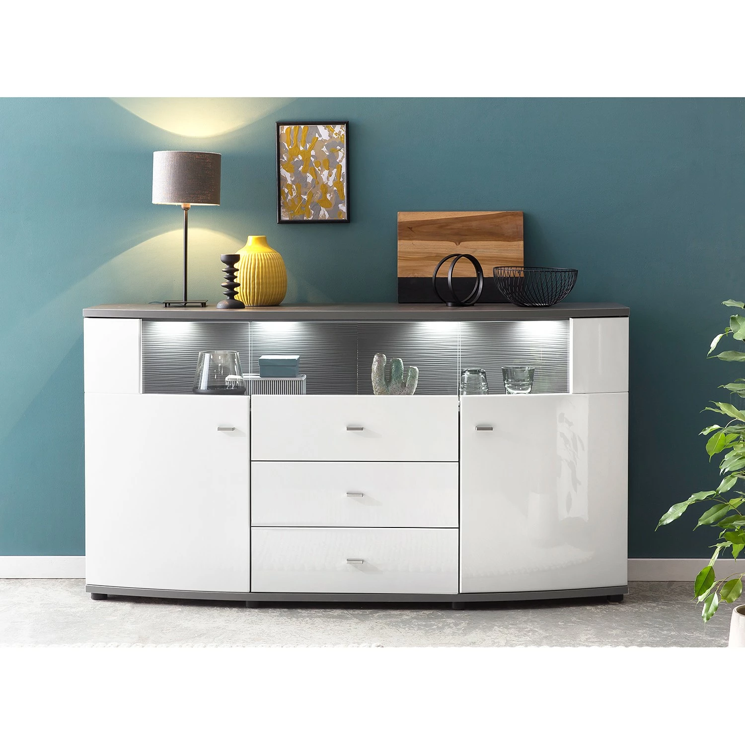 Loftscape Sideboard Intento II - Hochglanz Weiß / Anthrazit – Bild 2