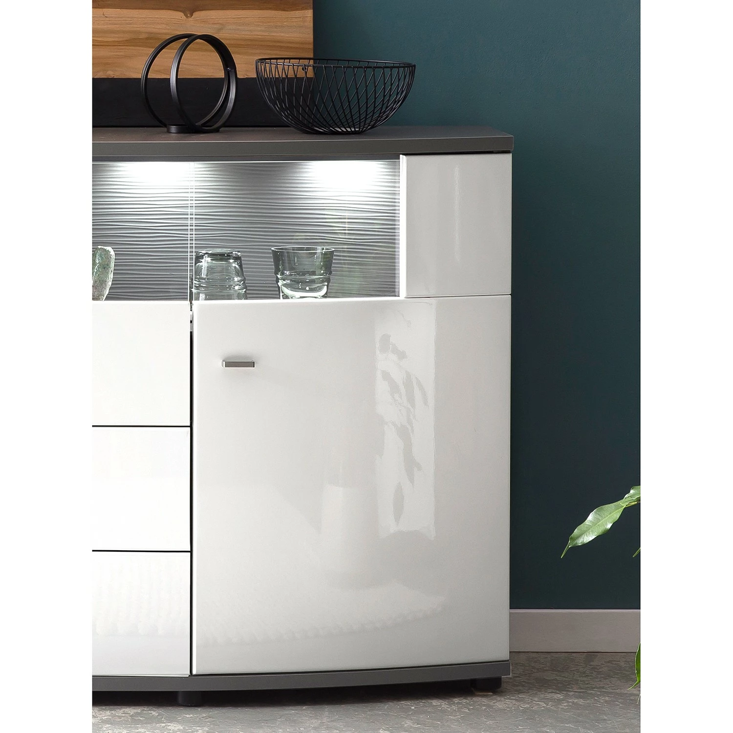 Loftscape Sideboard Intento II - Hochglanz Weiß / Anthrazit – Bild 7